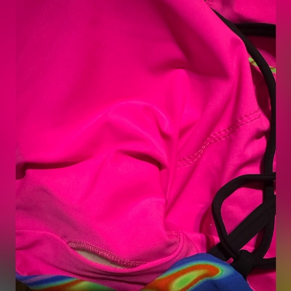 WET Designer Swimwear 1 Piece Neon Multi Sexy Cutout Back Swimsuit SZ Small NWT - Picture 8 of 9